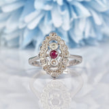 Ellibelle Jewellery Edwardian Style Ruby & Diamond White Gold Ring