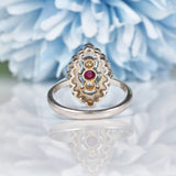 Ellibelle Jewellery Edwardian Style Ruby & Diamond White Gold Ring