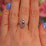 Ellibelle Jewellery Edwardian Style Ruby & Diamond White Gold Ring