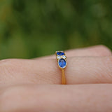 EDWARDIAN STYLE SAPPHIRE & DIAMOND 18CT GOLD RING
