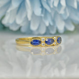 EDWARDIAN STYLE SAPPHIRE & DIAMOND 18CT GOLD RING