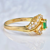 Ellibelle Jewellery Emerald & Diamond 14ct Gold Crossover Ring