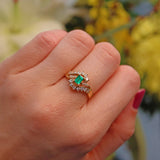 Ellibelle Jewellery Emerald & Diamond 14ct Gold Crossover Ring