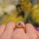 Ellibelle Jewellery Emerald & Diamond 14ct Gold Crossover Ring