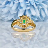 Ellibelle Jewellery Emerald & Diamond 14ct Gold Crossover Ring