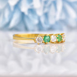Ellibelle Jewellery Emerald & Diamond 18ct Gold Five Stone Ring