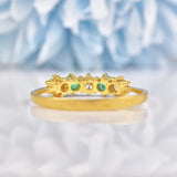 Ellibelle Jewellery Emerald & Diamond 18ct Gold Five Stone Ring