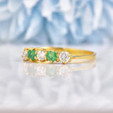 Ellibelle Jewellery Emerald & Diamond 18ct Gold Five Stone Ring