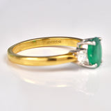 Ellibelle Jewellery Emerald & Diamond 18ct Gold Three Stone Engagement Ring