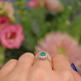 Ellibelle Jewellery Emerald & Diamond 18ct White Gold Cluster Ring
