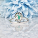 Ellibelle Jewellery Emerald & Diamond 18ct White Gold Cluster Ring