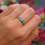 Ellibelle Jewellery Emerald & Diamond 18ct White Gold Half Eternity Wedding Band Ring