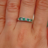 Ellibelle Jewellery Emerald & Diamond 18ct White Gold Half Eternity Wedding Band Ring