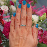 Ellibelle Jewellery Emerald & Diamond 18ct White Gold Half Eternity Wedding Band Ring