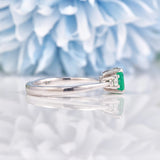 Ellibelle Jewellery Emerald & Diamond 18ct White Gold Three Stone Ring