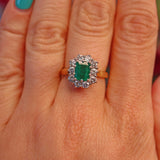 Ellibelle Jewellery Emerald & Diamond 18ct Yellow Gold Cluster Ring