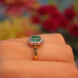 Ellibelle Jewellery Emerald & Diamond 18ct Yellow Gold Cluster Ring