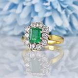 Ellibelle Jewellery Emerald & Diamond 18ct Yellow Gold Cluster Ring