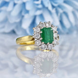 Ellibelle Jewellery Emerald & Diamond 18ct Yellow Gold Cluster Ring