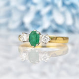 Ellibelle Jewellery Emerald & Diamond 18ct Yellow Gold Three Stone Ring