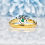 Ellibelle Jewellery Emerald & Diamond 18ct Yellow Gold Three Stone Ring