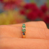 Ellibelle Jewellery Emerald & Diamond 9ct Gold Half Eternity Ring