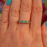 Ellibelle Jewellery Emerald & Diamond 9ct Gold Half Eternity Ring