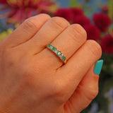 Ellibelle Jewellery Emerald & Diamond 9ct Gold Half Eternity Ring