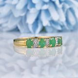 Ellibelle Jewellery Emerald & Diamond 9ct Gold Half Eternity Ring