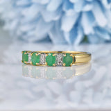 Ellibelle Jewellery Emerald & Diamond 9ct Gold Half Eternity Ring