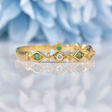 Ellibelle Jewellery Emerald & Diamond 9ct Gold Stacking Band Ring
