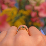 Ellibelle Jewellery Emerald & Diamond 9ct Gold Trilogy Ring