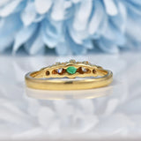 Ellibelle Jewellery Emerald & Diamond 9ct Gold Trilogy Ring