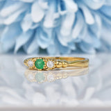 Ellibelle Jewellery Emerald & Diamond 9ct Gold Trilogy Ring