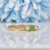 Ellibelle Jewellery Emerald & Diamond 9ct Gold Trilogy Ring