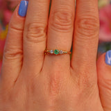 Ellibelle Jewellery Emerald & Diamond 9ct Gold Trilogy Ring
