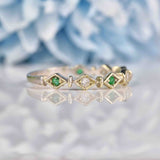 Ellibelle Jewellery Emerald & Diamond 9ct White Gold Stacking Band Ring