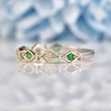 Ellibelle Jewellery Emerald & Diamond 9ct White Gold Stacking Band Ring