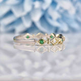 Ellibelle Jewellery Emerald & Diamond 9ct White Gold Stacking Band Ring