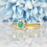 Ellibelle Jewellery EMERALD & DIAMOND CLUSTER RING