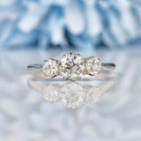 Ellibelle Jewellery French Art Deco Diamond Platinum Trilogy Ring (0.85ct)