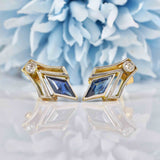 Ellibelle Jewellery French Art Deco Sapphire Diamond 18ct Gold Earrings & Pendant