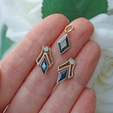 Ellibelle Jewellery French Art Deco Sapphire Diamond 18ct Gold Earrings & Pendant