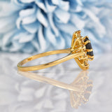 Ellibelle Jewellery French Natural Blue Sapphire & Diamond Gold Oval Cluster Ring