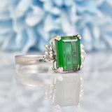 Ellibelle Jewellery Green Tourmaline 18ct White Gold Solitaire Ring