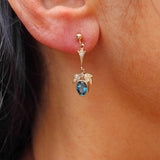 Ellibelle Jewellery London Blue Topaz & Diamond Gold Pendant Drop Earrings