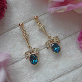 Ellibelle Jewellery London Blue Topaz & Diamond Gold Pendant Drop Earrings