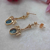 Ellibelle Jewellery London Blue Topaz & Diamond Gold Pendant Drop Earrings