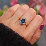 Ellibelle Jewellery London Blue Topaz & Diamond Pear Shaped Cluster Ring
