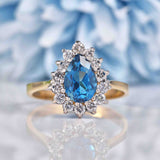 Ellibelle Jewellery London Blue Topaz & Diamond Pear Shaped Cluster Ring